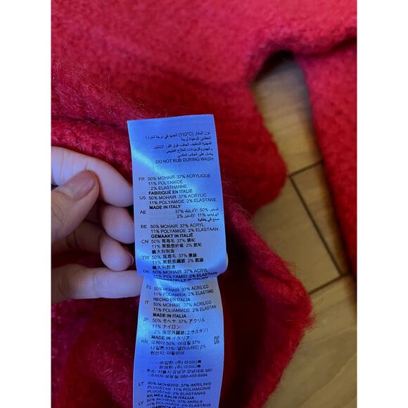 Sandro Pullover Mohair Blend Oversized Relaxed Jumper Knit Sweater Red 1 Small - Picture 8 of 9